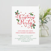 Typografie Holly vertrekt kerstfeest Kaart (Staand voorkant)