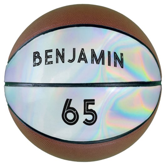 Typografie Holographic Name Player Number Custom Basketbal (Voorkant)
