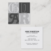 Typografie in Gray Designer Vierkante Visitekaartje (Voorkant / Achterkant)