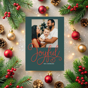 Typografie Joyful Holiday / Christmas Photo Card Feestdagenkaart