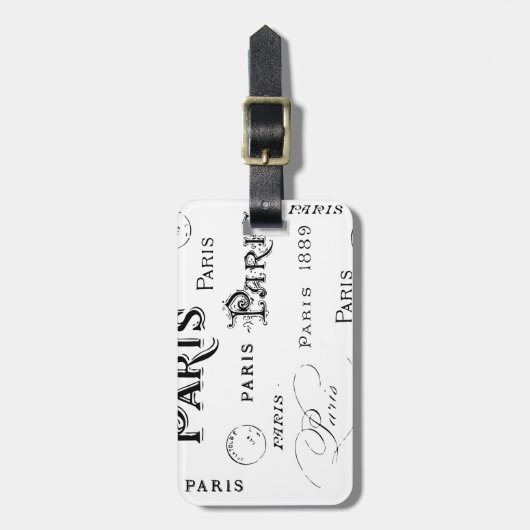 Typografie-kalligrafie Parijs Frankrijk Eiffel Tow Bagagelabel (Voorkant verticaal)