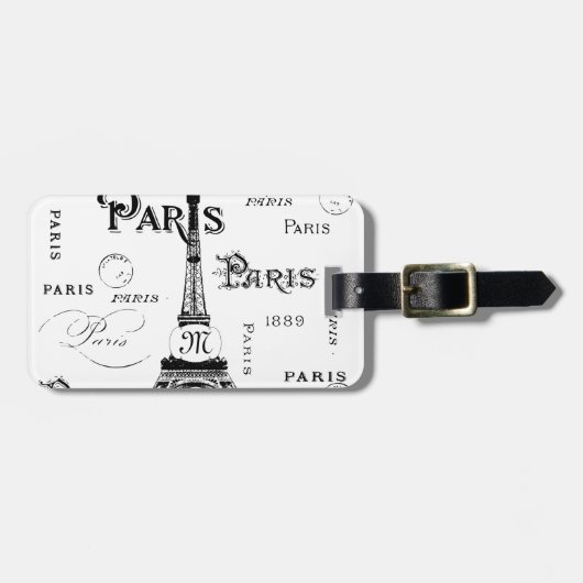 Typografie-kalligrafie Parijs Frankrijk Eiffel Tow Bagagelabel (Voorkant horizontaal)