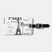 Typografie-kalligrafie Parijs Frankrijk Eiffel Tow Bagagelabel (Voorkant horizontaal)
