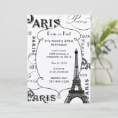 Typografie-kalligrafie Parijs Frankrijk Eiffel Tow Kaart (Staand voorkant)