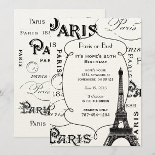 Typografie-kalligrafie Parijs Frankrijk Eiffel Tow Kaart