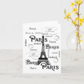 Typografie-kalligrafie Parijs Frankrijk Eiffel Tow Kaart (Gele Bloem)