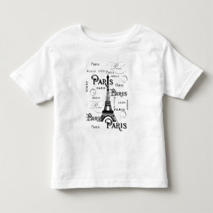Typografie-kalligrafie Parijs Frankrijk Eiffel Tow Kinder Shirts