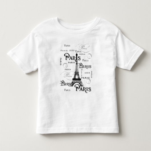 Typografie-kalligrafie Parijs Frankrijk Eiffel Tow Kinder Shirts (Voorkant)