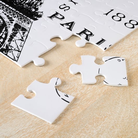 Typografie-kalligrafie Parijs Frankrijk Eiffel Tow Legpuzzel (Zijkant)