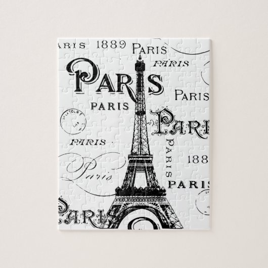 Typografie-kalligrafie Parijs Frankrijk Eiffel Tow Legpuzzel (Verticaal)