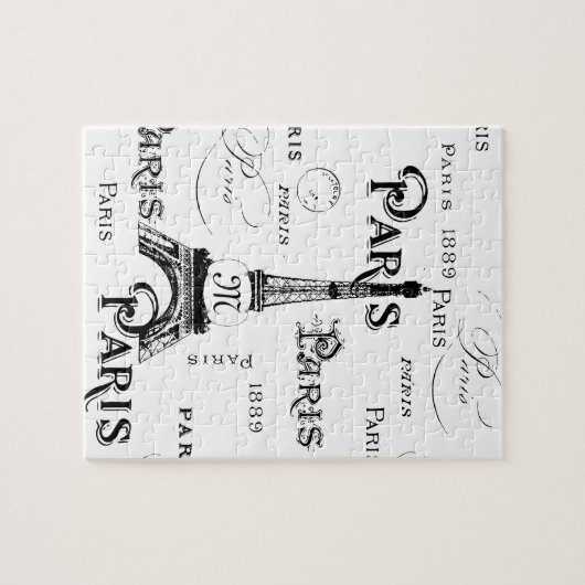 Typografie-kalligrafie Parijs Frankrijk Eiffel Tow Legpuzzel (Horizontaal)