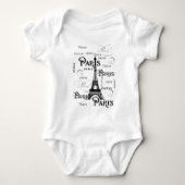Typografie-kalligrafie Parijs Frankrijk Eiffel Tow Romper (Voorkant)