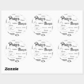 Typografie-kalligrafie Parijs Frankrijk Eiffel Tow Ronde Sticker (Vel)