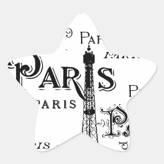 Typografie-kalligrafie Parijs Frankrijk Eiffel Tow Ster Sticker (Voorkant)