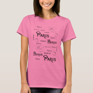 Typografie-kalligrafie Parijs Frankrijk Eiffel Tow T-shirt