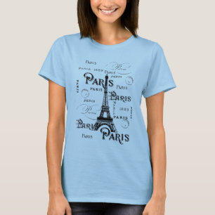 Typografie-kalligrafie Parijs Frankrijk Eiffel Tow T-shirt