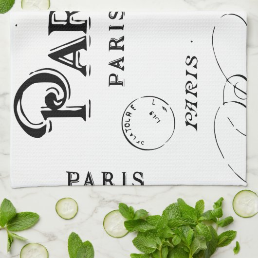 Typografie-kalligrafie Parijs Frankrijk Eiffel Tow Theedoek (Gevouwen)