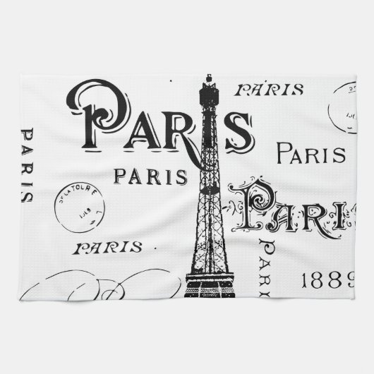 Typografie-kalligrafie Parijs Frankrijk Eiffel Tow Theedoek (Horizontaal)