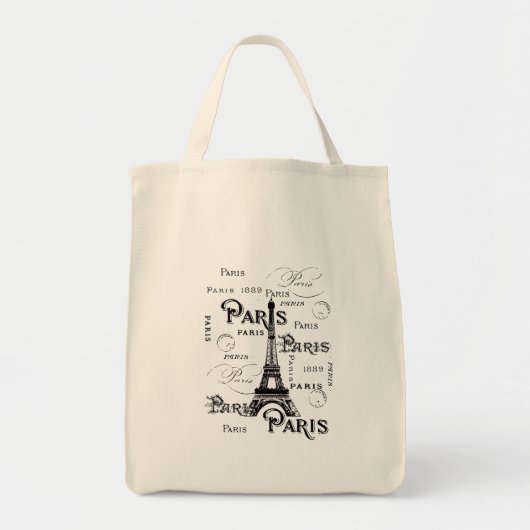 Typografie-kalligrafie Parijs Frankrijk Eiffel Tow Tote Bag (Voorkant)
