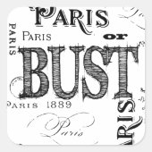 Typografie-kalligrafie Parijs Frankrijk Eiffel Tow Vierkante Sticker (Voorkant)