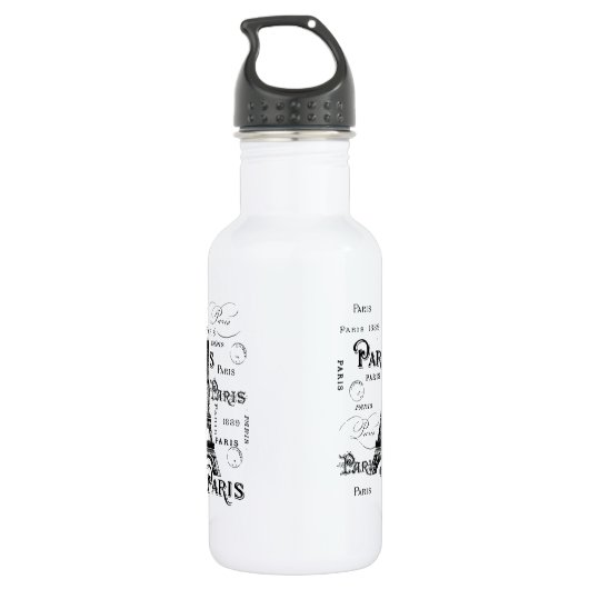Typografie-kalligrafie Parijs Frankrijk Eiffel Tow Waterfles (Achterkant)