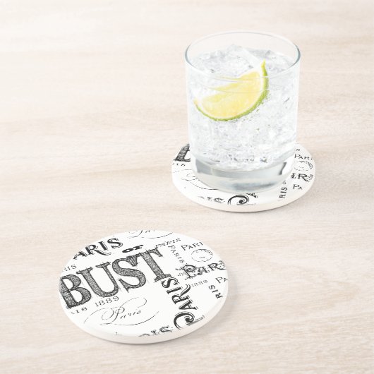 Typografie-kalligrafie Parijs Frankrijk Eiffel Tow Zandsteen Onderzetter (Zijkant)