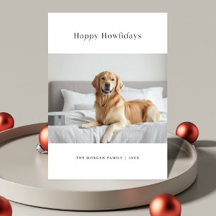 Typografie Kerstmis Gelukkig Hoe-wauw-dagen Hond F Feestdagenkaart