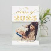  typografie Klasse van 2025 Foto Afstuderen Folie Uitnodiging (Staand Voorkant)