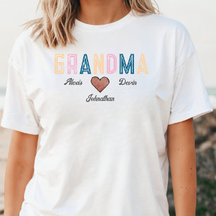 Typografie Kleinkinderen Namen Oma Aankondiging T-shirt