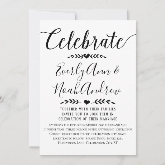 Typografie Kraft Paper Wedding Invitations Kaart (Voorkant)