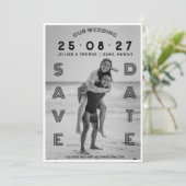 TYPOGRAFIE LETTERING Aangepaste foto bruiloft  Save The Date (Staand voorkant)