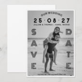 TYPOGRAFIE LETTERING Aangepaste foto bruiloft  Save The Date (Voorkant / Achterkant)