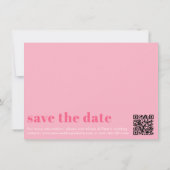 Typografie Levendig Roze Magenta Monogram Huwelijk Save The Date (Achterkant)