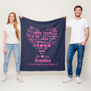 Typografie Love Heart "We Love You" Persoonlijk Fleece Deken