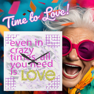 Typografie Loving Inspiration Vierkante Klok