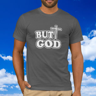 Typografie 'maar God' Bijbelvers Grijs Personalise T-shirt