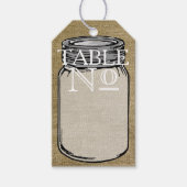 Typografie Mason Jar Burlap Tafelnummer Cadeaulabel (Voorkant)