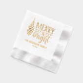 Typografie Merry en Bright Bauble Naam | Datum Folie Servetten (Links)