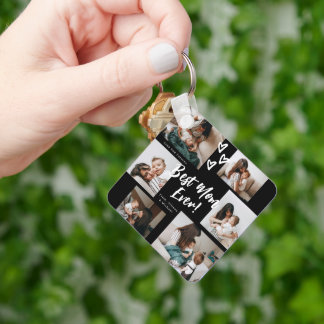 Typografie met Moeder Schrift 7 Foto Collage Sleutelhanger