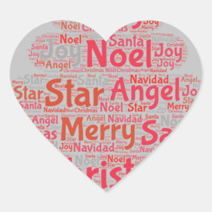 Typografie met rode kerstboom hart sticker