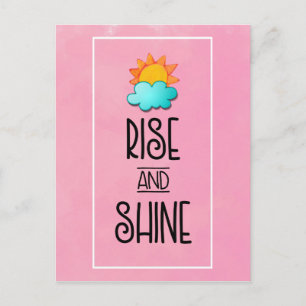 Typografie met zon en wolken stijgt en schittert briefkaart