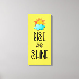 Typografie met zon en wolken stijgt en schittert canvas afdruk