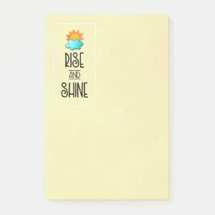 Typografie met zon en wolken stijgt en schittert post-it® notes