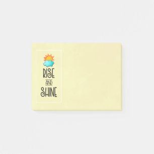 Typografie met zon en wolken stijgt en schittert post-it® notes