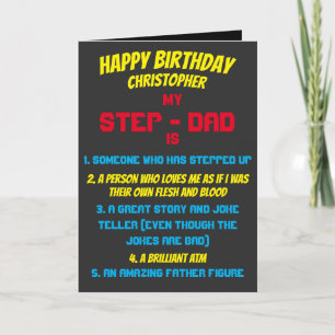 Typografie Mijn stiefvader is citaten verjaardag Kaart