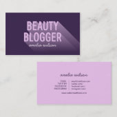 Typografie Moderne Lavendel Paarse Beauty Blogger Visitekaartje (Voorkant / Achterkant)