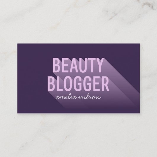 Typografie Moderne Lavendel Paarse Beauty Blogger Visitekaartje (Voorkant)