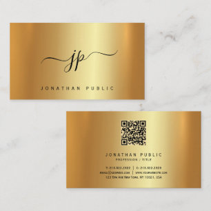 Typografie Monogram Goud Premium Zijde Luxueus Visitekaartje