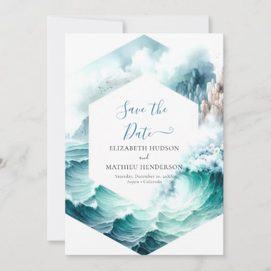 Typografie Mooie nautische bruiloft Save The Date (Voorkant)