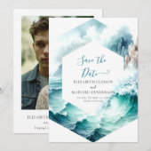 Typografie Mooie nautische bruiloft Save The Date (Voorkant / Achterkant)